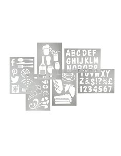 SET 6 STENCIL TRASPARENTI ASSORTITI Securit SECSTN-5 SECURIT LAVAGNE NERE 2