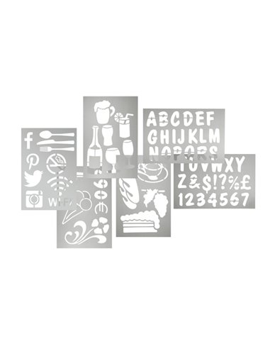 SET 6 STENCIL TRASPARENTI ASSORTITI Securit SECSTN-5 SECURIT LAVAGNE NERE