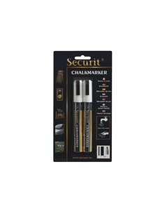 Blister 2 marcatore a gesso liquido punta media bianco SECURIT BL-SMA510-WT