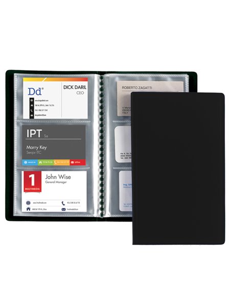 PORTABIGLIETTI VISITA 20 BUSTE A 3 TASCHE 12,5x20,5cm NERO FAVORIT 100460549 FAVORIT PORTABIGLIETTI DA VISITA