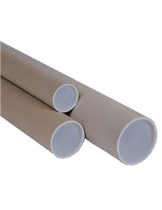 TUBO IN CARTONE AVANA doppio tappo trasparente 70cm Ø6cm 127029 No Brand SCATOLE E TUBI PER SPEDIZIONE