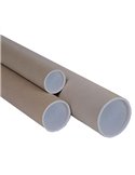 TUBO IN CARTONE AVANA doppio tappo trasparente 50cm Ø6cm 127028
