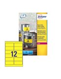 Poliestere adesivo L6107 giallo fluo 20fg A4 99,1x42,3mm (12et/fg) laser Avery L6107-20