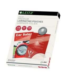 100 POUCHES iLAM A4-216x303mm 175micron LEITZ 74830000 LEITZ POUCHES PER PLASTIFICARE