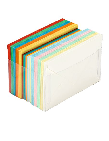 SCATOLA 100 CARTONCINI 200gr + 100 BUSTE 90gr ARCOBALENO FORMATO 4 FAVINI A57X151 FAVINI BUSTE E BIGLIETTI PER RICORRENZE