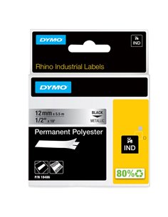 NASTRO POLIESTERE PERMANENTE 12mm x 5.5mt nero su metallo 18486 RHINO S0718180 DYMO ETICHETTE-NASTRI-TAMPONI PER ETICHETTATRI...