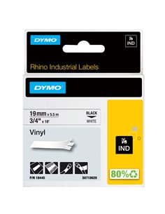 NASTRO VINILE 19mm x 5.5mt nero su bianco 18445 RHINO 18445