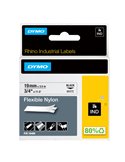 NASTRO NYLON FLESSIBILE 19mm x 3.5mt nero su bianco 18489 RHINO 18489