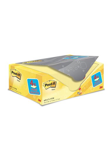 VALUE PACK 16+4 BLOCCO 100fg Post-it® Giallo Canary™ 76x127mm 72GR 655CY-VP20 7100172334