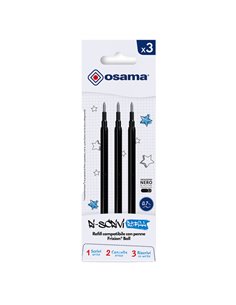 Set 3 refill inchiostro gel RiSCRIVI cancellabile 0,7mm nero OSAMA OW 84044651 OSAMA REFILL CANCELLABILI
