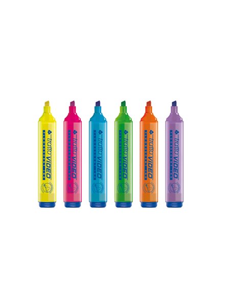 BUSTA 6 EVIDENZIATORI TRATTO VIDEO 83100000 TRATTO COLORE LIQUIDO