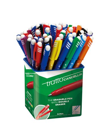 Barattolo 50 penna sfera cancellabile CANCELLIK 1,0mm col. assortiti TRATTO 826500