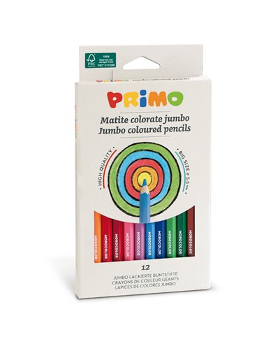ASTUCCIO 12 PASTELLI COLORATI MAXI JUMBO 100 FSC PRIMO 510MAXI12E PRIMO PASTELLI COLORATI