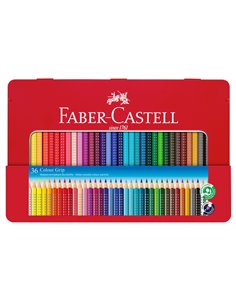 ASTUCCIO metallo 36 PASTELLI COLORATI ACQUERELLABILI Color Grip FABER CASTELL 112435