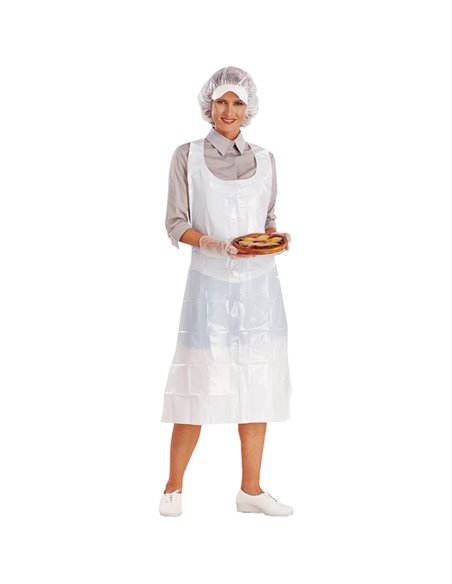 CONF.100 GREMBIULI PE Tg. U bianco MONOUSO TABPO02 DELTAPLUS ABBIGLIAMENTO MONOUSO