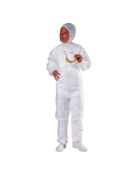TUTA CON CAPPUCCIO PPL Tg. XL bianco MONOUSO PO106BCXG DELTAPLUS ABBIGLIAMENTO MONOUSO