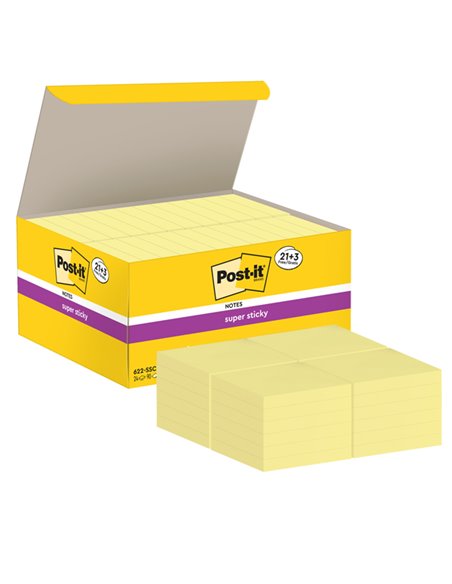 VALUE PACK 21+3 BLOCCO 90fg Post-it® Super Sticky Giallo Canary™ 47.6x47.6mm 7100234510 POST-IT BLOCCHI ADESIVI-DISPENSER