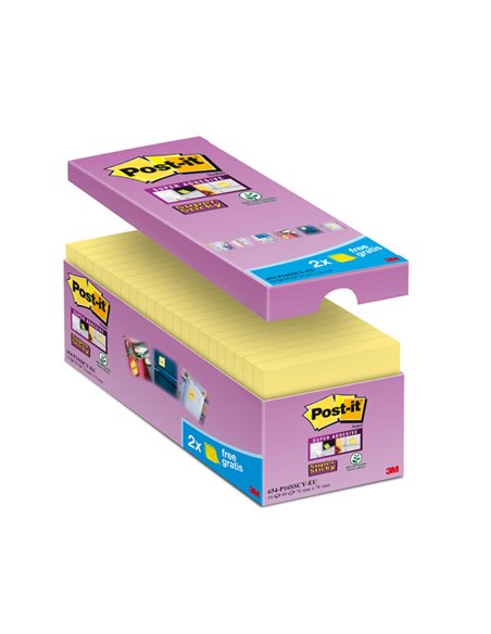 VALUE PACK 14+2 BLOCCO 90fg Post-it® Super Sticky Giallo Canary™ 76x76mm 7100235021 POST-IT BLOCCHI ADESIVI-DISPENSER
