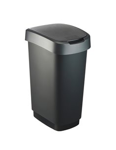 PATTUMIERA 50LT in PPL Nero/Grigio COPERCHIO BASCULANTE ROTHO F600029 ROTHO PATTUMIERE E BIDONI