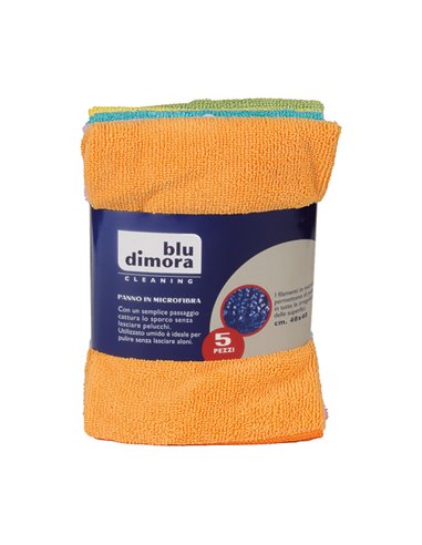 5 PANNI MICROFIBRA 40x40cm MULTIUSO PERFETTO 0970 Blu Dimora PANNI e SPUGNE