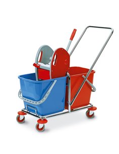 CARRELLO DUO DOPPIA VASCA 25+25LT con PRESSA PerfettoFactory 0470B PerfettoFactory ACCESSORI PER PULIZIA AMBIENTI
