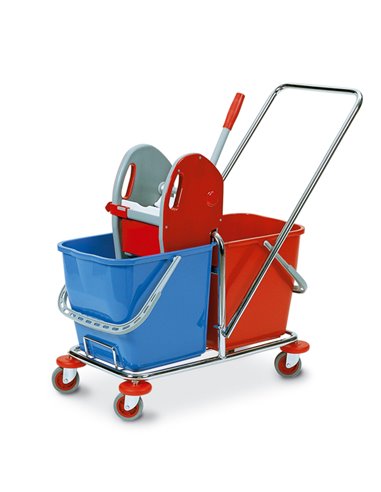 CARRELLO DUO DOPPIA VASCA 25+25LT con PRESSA PerfettoFactory 0470B PerfettoFactory ACCESSORI PER PULIZIA AMBIENTI