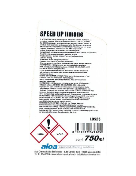 DETERGENTE MULTIUSO Speed Up Limone 750ml Alca ALC352 ALCA DETERGENTI-DETERSIVI PER PULIZIA
