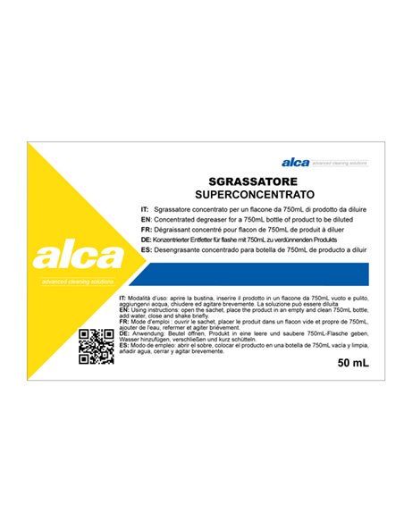 BUSTINA 50ML SGRASSATORE SUPERCONCENTRATO Linea Monodose Alca ALC1038 ALCA DETERGENTI-DETERSIVI PER PULIZIA
