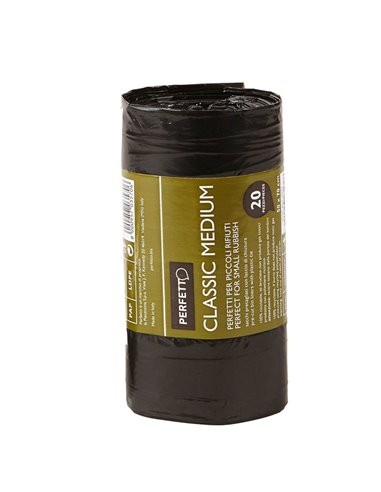 20 SACCHI RIFIUTI 55X70CM-45Lt 10µ NERO Classic 0357 PERFETTO SACCHI RIFIUTI