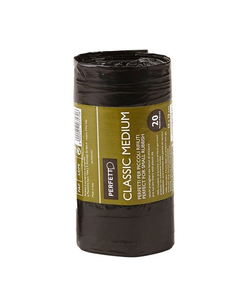 20 SACCHI RIFIUTI 55X70CM-45Lt 10µ NERO Classic 0357 PERFETTO SACCHI RIFIUTI