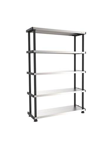 SCAFFALE PPL 5 RIPIANI METALLO 119x45x185cm GRIGIO/NERO TERRY 1003054 TERRY SCAFFALI