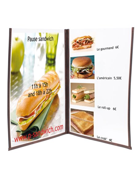Set 3 Porta Menu' Crystal BR2 DOPPIO (per 4 FOGLI A4) MC3-CYA4-BR2