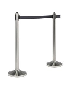 1 COLONNINA SEGNAPERCORSO CROMATA con nastro NERO 210cm Securit RS-RT-RVS-BL-SET SECURIT COLONNINE SEGNAPERCORSO E ACCESSORI