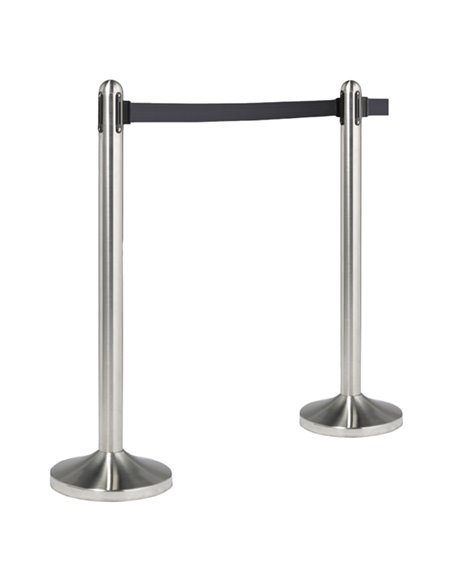 1 COLONNINA SEGNAPERCORSO CROMATA con nastro NERO 210cm Securit RS-RT-RVS-BL-SET SECURIT COLONNINE SEGNAPERCORSO E ACCESSORI