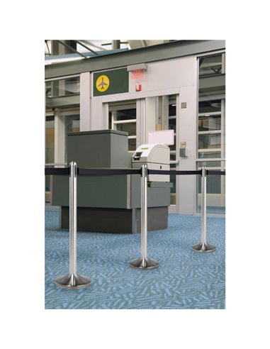 1 COLONNINA SEGNAPERCORSO CROMATA con nastro NERO 210cm Securit RS-RT-RVS-BL-SET SECURIT COLONNINE SEGNAPERCORSO E ACCESSORI
