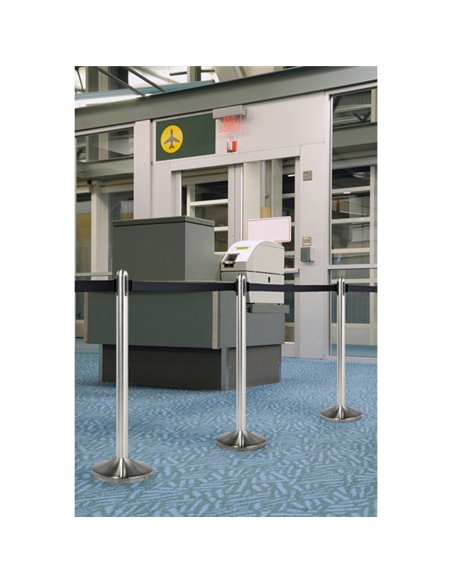 1 COLONNINA SEGNAPERCORSO CROMATA con nastro NERO 210cm Securit RS-RT-RVS-BL-SET SECURIT COLONNINE SEGNAPERCORSO E ACCESSORI