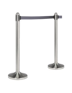1 COLONNINA SEGNAPERCORSO CROMATA con nastro GRIGIO 210cm Securit RS-RT-RVS-GY-SET