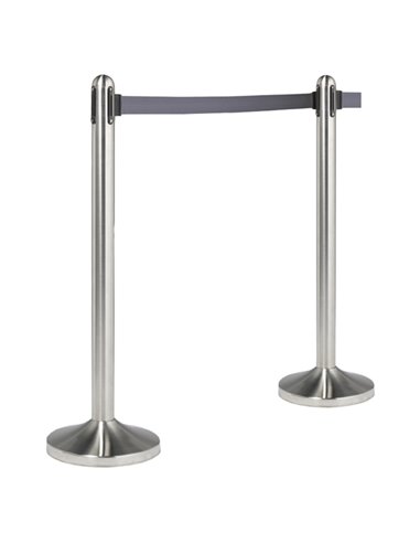 1 COLONNINA SEGNAPERCORSO CROMATA con nastro GRIGIO 210cm Securit RS-RT-RVS-GY-SET