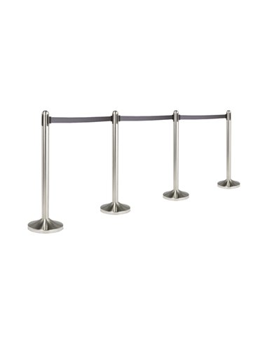 1 COLONNINA SEGNAPERCORSO CROMATA con nastro GRIGIO 210cm Securit RS-RT-RVS-GY-SET