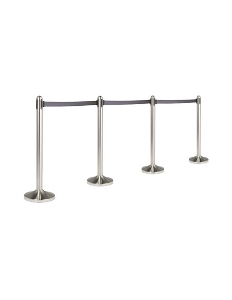 1 COLONNINA SEGNAPERCORSO CROMATA con nastro GRIGIO 210cm Securit RS-RT-RVS-GY-SET