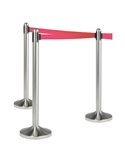 1 COLONNINA SEGNAPERCORSO CROMATA con nastro ROSSO 210cm Securit RS-RT-RVS-RD-SET