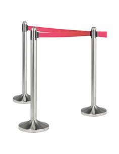 1 COLONNINA SEGNAPERCORSO CROMATA con nastro ROSSO 210cm Securit RS-RT-RVS-RD-SET SECURIT COLONNINE SEGNAPERCORSO E ACCESSORI