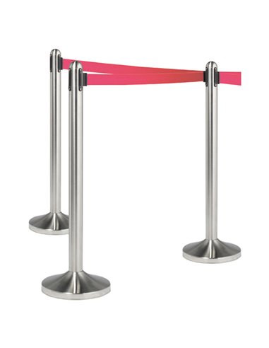 1 COLONNINA SEGNAPERCORSO CROMATA con nastro ROSSO 210cm Securit RS-RT-RVS-RD-SET SECURIT COLONNINE SEGNAPERCORSO E ACCESSORI