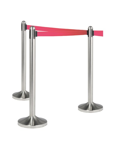 1 COLONNINA SEGNAPERCORSO CROMATA con nastro ROSSO 210cm Securit RS-RT-RVS-RD-SET SECURIT COLONNINE SEGNAPERCORSO E ACCESSORI