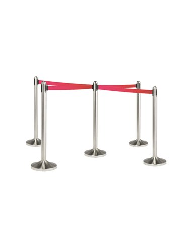 1 COLONNINA SEGNAPERCORSO CROMATA con nastro ROSSO 210cm Securit RS-RT-RVS-RD-SET SECURIT COLONNINE SEGNAPERCORSO E ACCESSORI