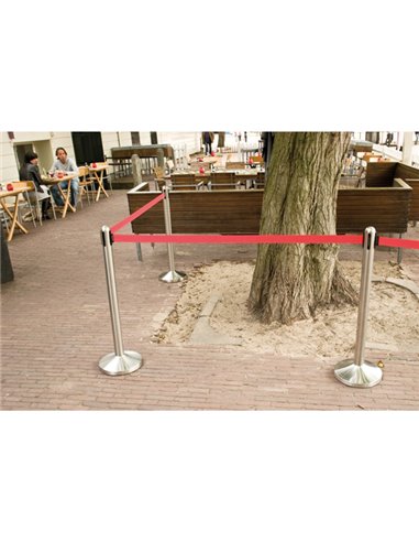 1 COLONNINA SEGNAPERCORSO CROMATA con nastro ROSSO 210cm Securit RS-RT-RVS-RD-SET SECURIT COLONNINE SEGNAPERCORSO E ACCESSORI