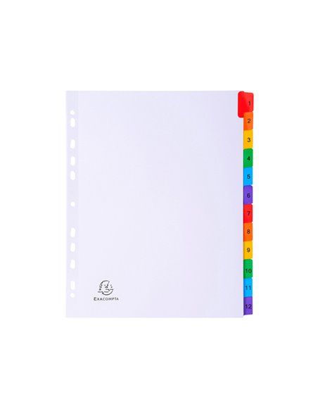 SEPARATORE Numerico 1-12/A4 Maxi in CARTONCINO 160gr Exacompta 4112E EXACOMPTA DIVISORI-SEPARATORI CON TASTI STAMPATI