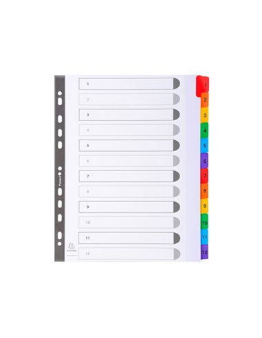 SEPARATORE Numerico 1-12/A4 Maxi in CARTONCINO 160gr Exacompta 4112E EXACOMPTA DIVISORI-SEPARATORI CON TASTI STAMPATI
