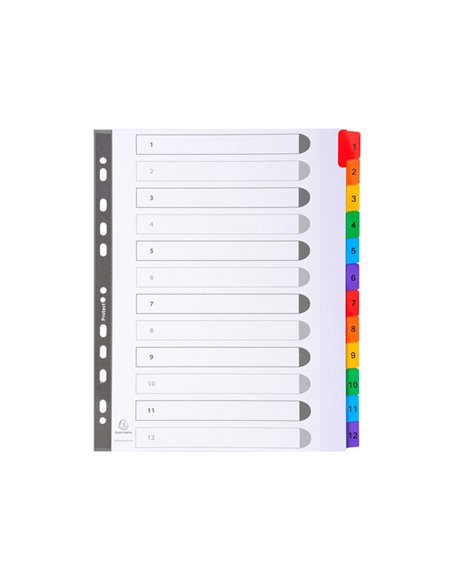 SEPARATORE Numerico 1-12/A4 Maxi in CARTONCINO 160gr Exacompta 4112E EXACOMPTA DIVISORI-SEPARATORI CON TASTI STAMPATI
