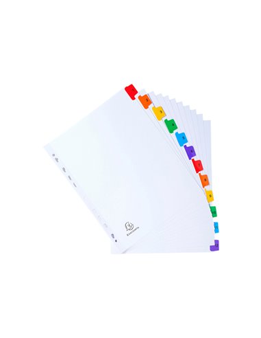 SEPARATORE Numerico 1-12/A4 Maxi in CARTONCINO 160gr Exacompta 4112E EXACOMPTA DIVISORI-SEPARATORI CON TASTI STAMPATI